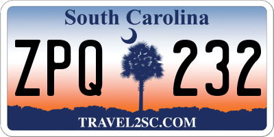 SC license plate ZPQ232