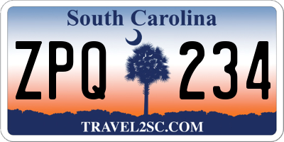 SC license plate ZPQ234