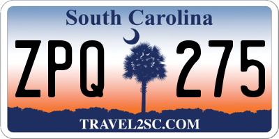 SC license plate ZPQ275