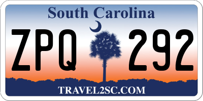 SC license plate ZPQ292