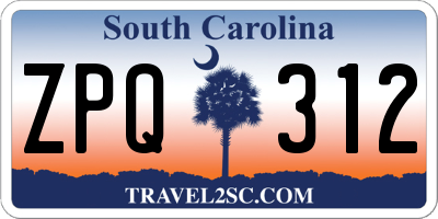 SC license plate ZPQ312