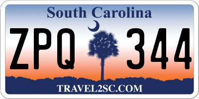 SC license plate ZPQ344