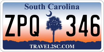 SC license plate ZPQ346