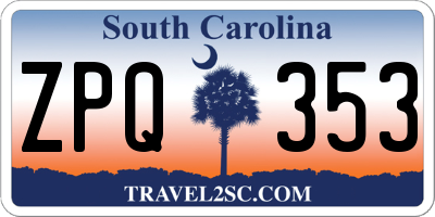 SC license plate ZPQ353