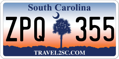 SC license plate ZPQ355