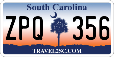 SC license plate ZPQ356