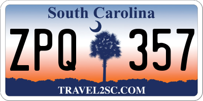 SC license plate ZPQ357