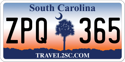 SC license plate ZPQ365