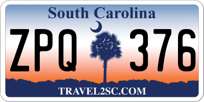 SC license plate ZPQ376