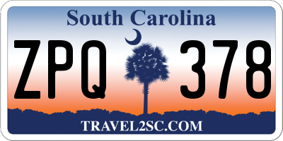 SC license plate ZPQ378