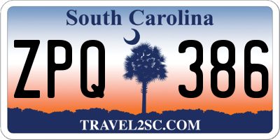 SC license plate ZPQ386