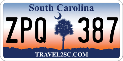 SC license plate ZPQ387