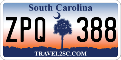 SC license plate ZPQ388