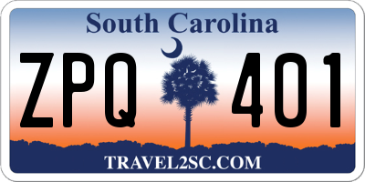 SC license plate ZPQ401