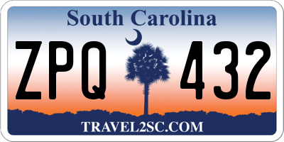 SC license plate ZPQ432