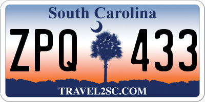 SC license plate ZPQ433