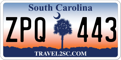 SC license plate ZPQ443