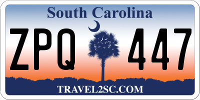 SC license plate ZPQ447