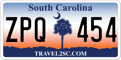 SC license plate ZPQ454