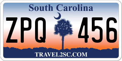 SC license plate ZPQ456