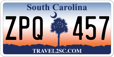 SC license plate ZPQ457