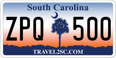 SC license plate ZPQ500