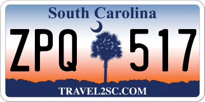 SC license plate ZPQ517