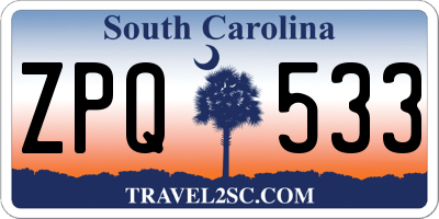 SC license plate ZPQ533