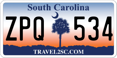SC license plate ZPQ534