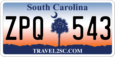 SC license plate ZPQ543