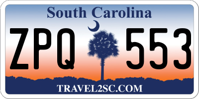 SC license plate ZPQ553