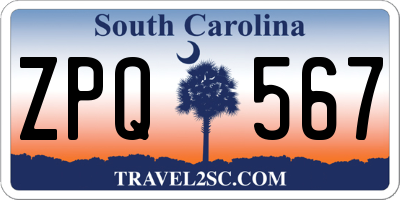 SC license plate ZPQ567