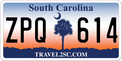 SC license plate ZPQ614