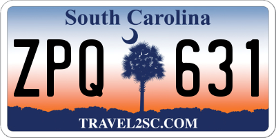 SC license plate ZPQ631