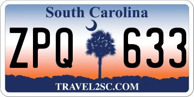 SC license plate ZPQ633