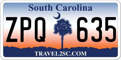 SC license plate ZPQ635