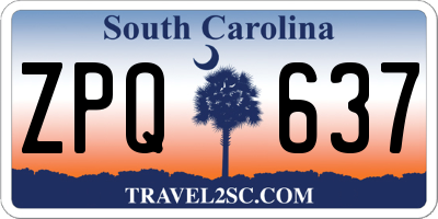 SC license plate ZPQ637