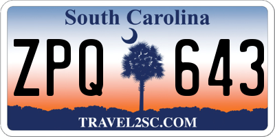 SC license plate ZPQ643