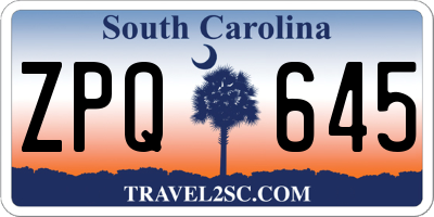 SC license plate ZPQ645