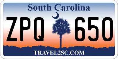 SC license plate ZPQ650