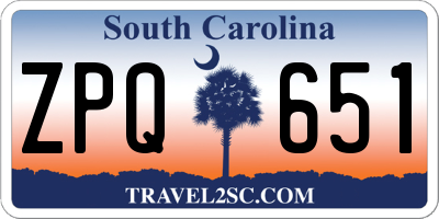 SC license plate ZPQ651