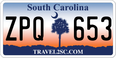 SC license plate ZPQ653