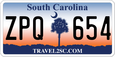 SC license plate ZPQ654