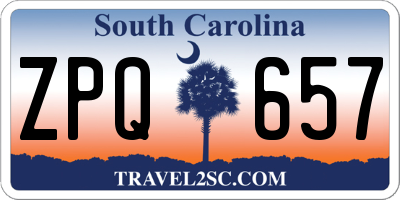 SC license plate ZPQ657