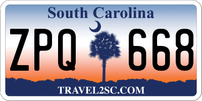 SC license plate ZPQ668
