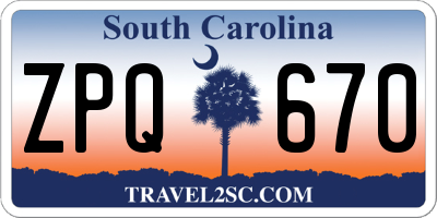 SC license plate ZPQ670