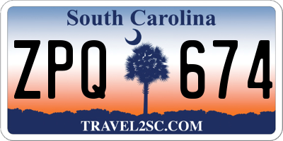 SC license plate ZPQ674