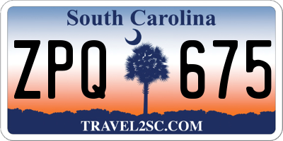 SC license plate ZPQ675