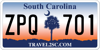 SC license plate ZPQ701