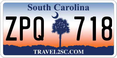 SC license plate ZPQ718